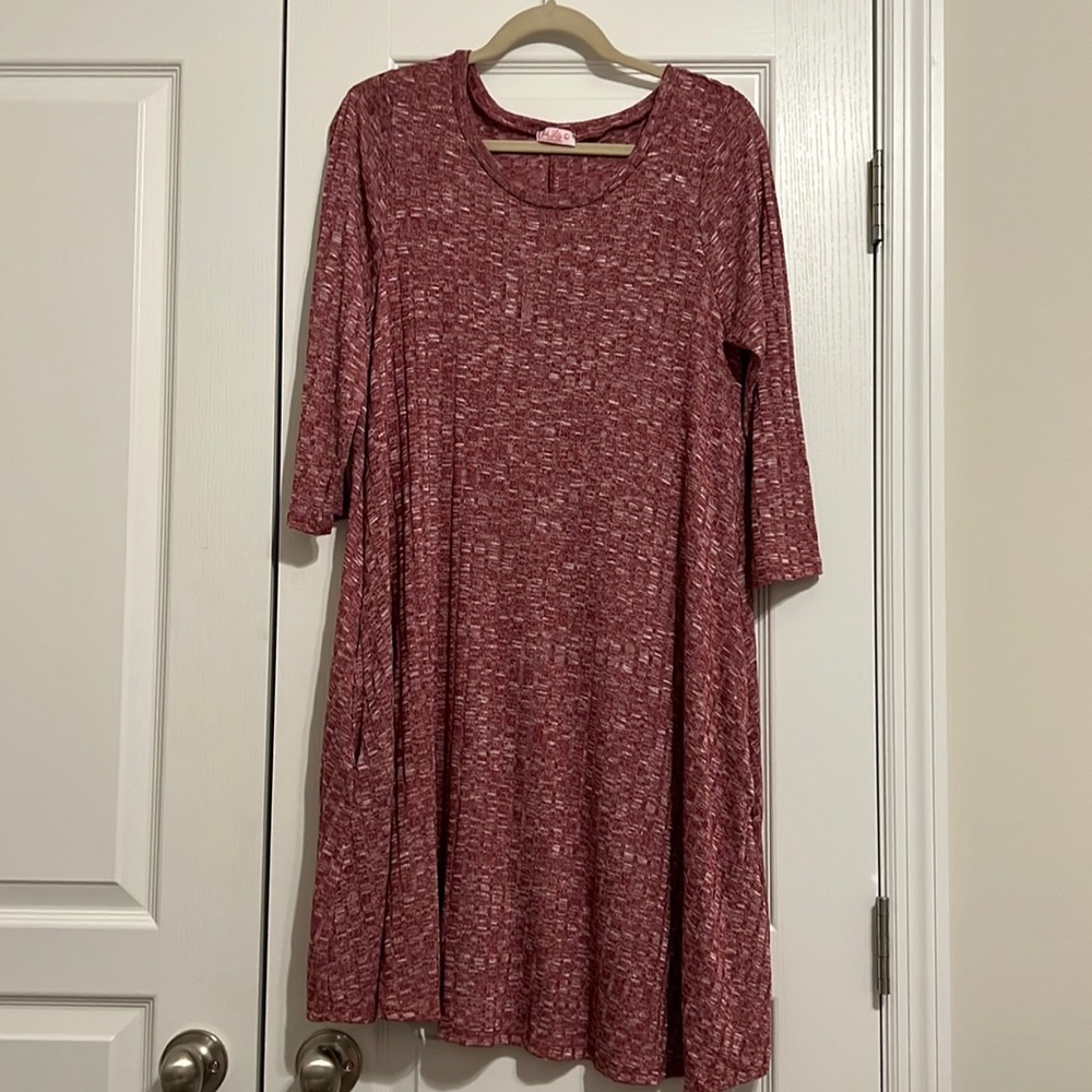 Pink Lily crimson long sleeve sweater dress with pockets size L